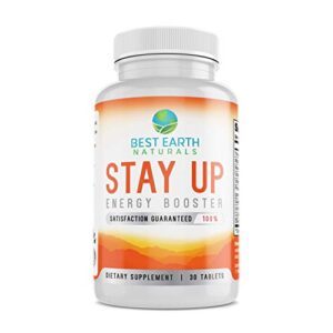 best earth naturals stay up energy booster energy vitamins with guarana, b vitamins and more for energy, endurance, stamina, focus support and to help stay alert 30 count