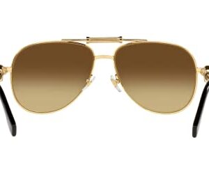 Versace Unisex Sunglasses Gold Frame, Brown Gradient Lenses, 59MM