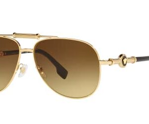 Versace Unisex Sunglasses Gold Frame, Brown Gradient Lenses, 59MM