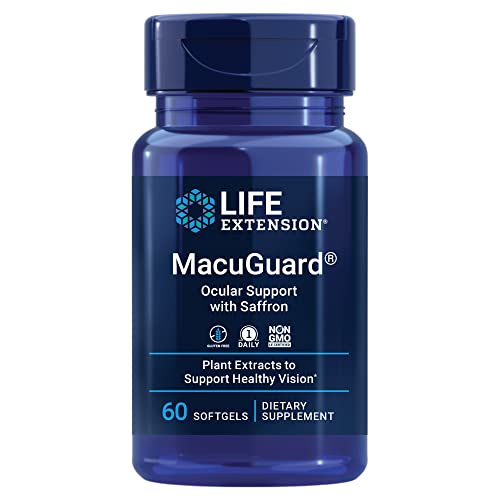 Life Extension MacuGuard Ocular Support with Saffron - Eye Health Supplement - Lutein, Astaxanthin & Zeaxanthin – Once-Daily, Non-GMO, Gluten-Free - 60 Softgels