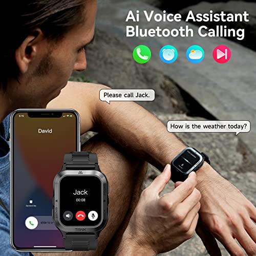 AMAZTIM Smart Watch, 60 Days Extra-Long Battery, 50M Waterproof, Rugged Military Bluetooth Call(Answer/Dial Calls) Fitness Tracker, 1.85" Ultra Large HD Display, AI Voice Assistant 24H Sleep Monitor