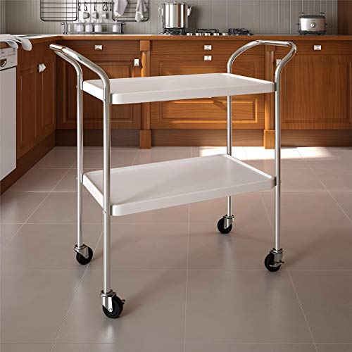 COSCO Stylaire 2 Tier Serving Cart, White & Silver