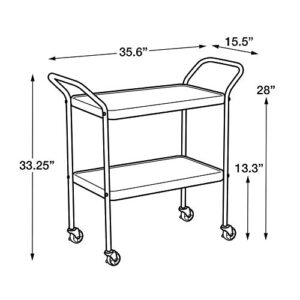 COSCO Stylaire 2 Tier Serving Cart, White & Silver