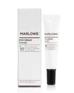 marlowe. no. 127 mens eye cream with vitamin c, caffeine and moisturizing squalane for puffiness, wrinkles & dark circles, targeted under eye skin care, 0.5 fl oz