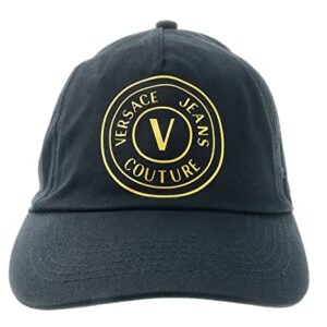 Versace Jeans Couture V Logo Signature Pure Cotton Baseball Cap Adjustable-One Size for Mens Black/Gold