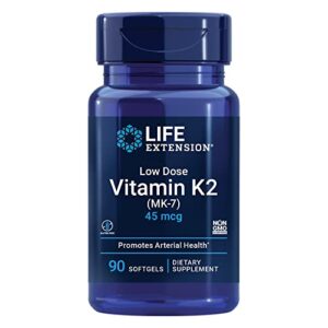 Life Extension Low Dose Vitamin K2 45 mcg – Supports Arterial & Cardiovascular Health – Heart & Bone Health Supplements - Gluten-Free, Non-GMO – 90 Softgels