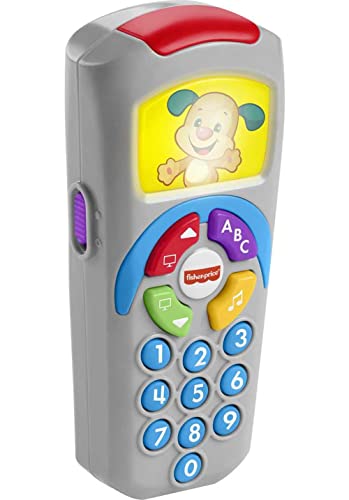 Fisher-Price Laugh & Learn Baby Learning Toy Puppy’S Remote Pretend Tv Control With Music And Lights For Ages 6+ Months