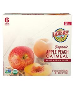 earth’s best organic stage 2 baby food, apple peach and oatmeal, 4.2 oz. pouch (pack of 12)