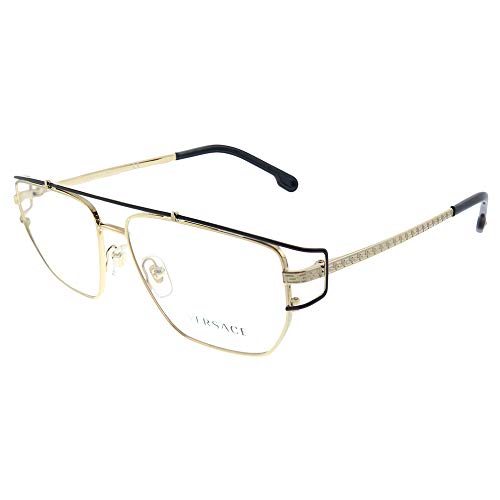 Versace VE 1257 1436 Gold Metal Hexagonal Eyeglasses 55mm