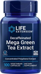 life extension mega green tea extract (98% polyphenols) decaffeinated, more polyphenol egcg than the equivalent of several cups of green tea – vegetarian- non-gmo, 100 vegetarian capsules
