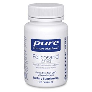 pure encapsulations policosanol 20 mg | hypoallergenic supplement supports healthy lipid metabolism and cardiovascular function | 120 capsules