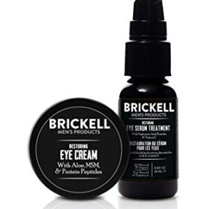 Brickell Men's Restoring Eye Routine for Men, Eye Serum and Eye Cream for Men, Natural and Organic, Unscented, Men's Skin Care Gift Set