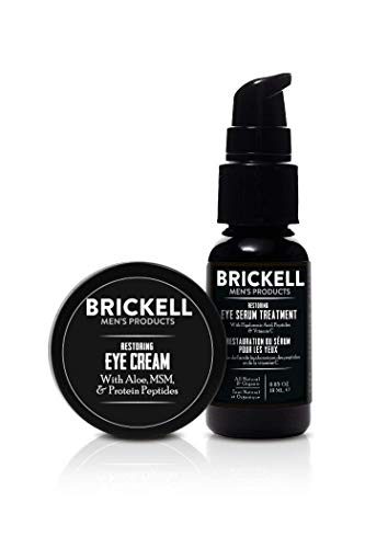 Brickell Men's Restoring Eye Routine for Men, Eye Serum and Eye Cream for Men, Natural and Organic, Unscented, Men's Skin Care Gift Set