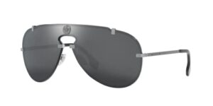 versace man sunglasses gunmetal frame, grey mirror black lenses, 0mm
