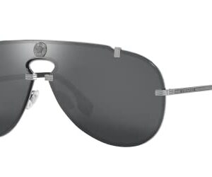 Versace Man Sunglasses Gunmetal Frame, Grey Mirror Black Lenses, 0MM