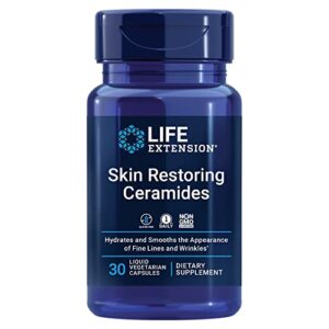 life extension skin restoring ceramides – promotes hydration & encourages healthy ceramide levels in skin – once-daily oral supplement – non-gmo, gluten-free – 30 liquid vegetarian capsules