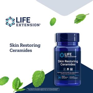 Life Extension Skin Restoring Ceramides - Promotes Hydration & Encourages Healthy Ceramide Levels in Skin - Once-Daily Oral Supplement - Non-GMO, Gluten-Free – 30 Liquid Vegetarian Capsules