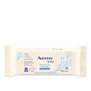 aveeno baby sensitive all over wipes, hypoallergenic & fragrance-free, 9 pack of 56 ct, 504count