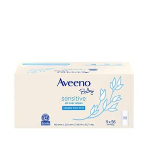 Aveeno Baby Sensitive All Over Wipes, Hypoallergenic & Fragrance-free, 9 Pack Of 56 Ct, 504Count