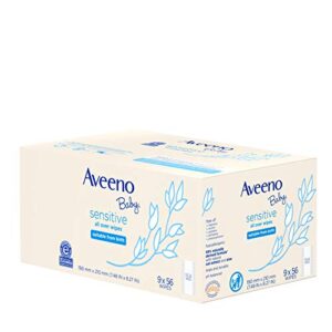 Aveeno Baby Sensitive All Over Wipes, Hypoallergenic & Fragrance-free, 9 Pack Of 56 Ct, 504Count