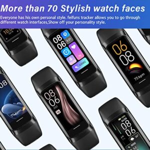 Slim Fitness Tracker for Women Men, 1.1" AMOLED Screen Fitness Watch, 24/7 Heart Rate /Blood Pressure /SpO2 /Sleep Monitor, 5 ATM Waterproof Step Calorie Counter Sports Band for iOS Android