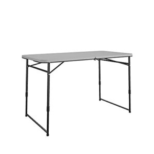 cosco 4 ft. fold-in-half portable utility table, gray, indoor/outdoor, for crafting, tailgating, & camping