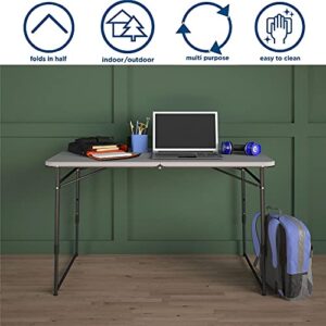 COSCO 4 ft. Fold-in-Half Portable Utility Table, Gray, Indoor/Outdoor, for Crafting, Tailgating, & Camping