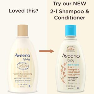 Aveeno Baby Daily Moisture 2-in-1 Tear-Free Shampoo & Conditioner for Baby's Delicate Hair & Scalp, Natural Oat Extract, Hypoallergenic, Paraben- Phthalate- & Sulfate-Free, 12 Fl Oz