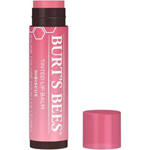 burt’s bees lip balm easter basket stuffers, tinted moisturizing lip care spring gift for women, for dry lips, 100% natural, with shea butter, hibiscus (2 pack)