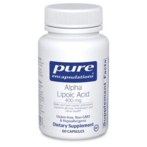 pure encapsulations alpha lipoic acid 400 mg | ala supplement for liver support, antioxidants, nerve and cardiovascular health, free radicals, and carbohydrate support* | 60 capsules