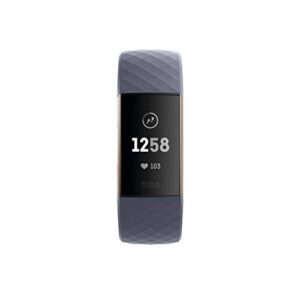 Fitbit Charge 3 Fitness Activity Tracker, Rose Gold/Blue Grey, One Size (S and L Bands Included)