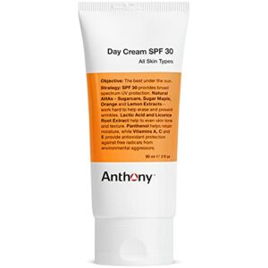 anthony day cream spf 30 men’s face moisturizer with sunscreen – anti-aging face lotion and broad-spectrum sunblock – lightweight, non-comedogenic formula for all skin types – 3 fl oz