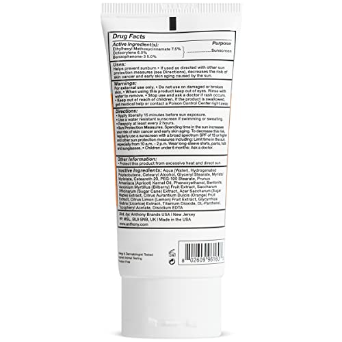 Anthony Day Cream SPF 30 Men’s Face Moisturizer with Sunscreen – Anti-aging Face Lotion and Broad-Spectrum Sunblock – Lightweight, Non-Comedogenic Formula for All Skin Types – 3 Fl Oz