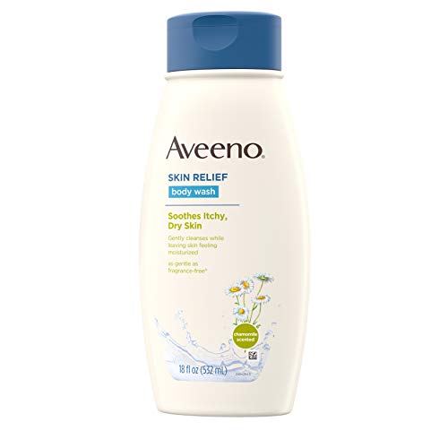 Aveeno Skin Relief Body Wash with Chamomile Scent & Soothing Oat, Gentle Soap-Free Body Cleanser for Dry, Itchy & Sensitive Skin, Dye-Free & Allergy-Tested, 18 fl. oz (Pack of 3)