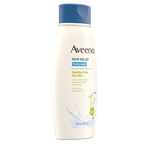 Aveeno Skin Relief Body Wash with Chamomile Scent & Soothing Oat, Gentle Soap-Free Body Cleanser for Dry, Itchy & Sensitive Skin, Dye-Free & Allergy-Tested, 18 fl. oz (Pack of 3)