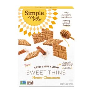 simple mills sweet thins cookies, seed and nut flour, honey cinnamon – gluten free, paleo friendly, healthy snacks, 4.25 ounce (pack of 1)
