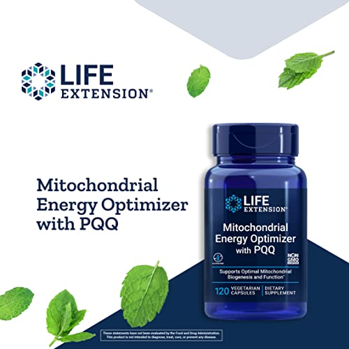 Life Extension Mitochondrial Energy Optimizer with PQQ – For Heart & Brain Health, Energy Management and Anti-Aging - Gluten-Free, Non-GMO, Vegetarian – 120 Capsules