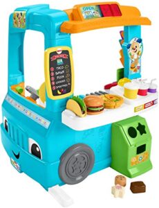 fisher-price laugh & learn toddler learning toy servin’ up fun food truck electronic playset with 24 accessories for ages 18+ months