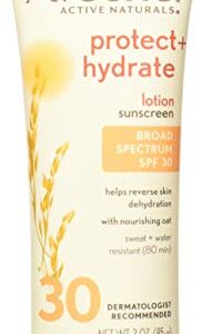 Aveeno Protect + Hydrate Moisturizing Sunscreen Lotion with Broad Spectrum SPF 30 & Antioxidant Oat, Oil-Free, Sweat- & Water-Resistant Sun Protection, Travel-Size, 3 oz (Pack of 2)