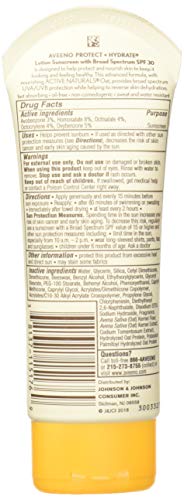 Aveeno Protect + Hydrate Moisturizing Sunscreen Lotion with Broad Spectrum SPF 30 & Antioxidant Oat, Oil-Free, Sweat- & Water-Resistant Sun Protection, Travel-Size, 3 oz (Pack of 2)