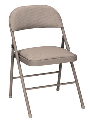 CoscoProducts COSCO Essentials Fabric Padded Seat & Back Folding Chair, Double Braced, 4-Pack, Antique Linen