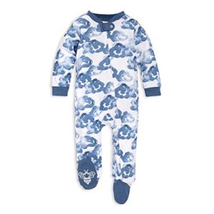burt’s bees baby baby boys play pjs, 100% organic cotton one-piece romper jumpsuit zip front pajamas and toddler sleepers, moonlight clouds, 9 months us