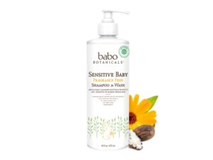 babo botanicals sensitive baby fragrance-free 2-in-1 shampoo & wash – with natural oat protein, shea & cocoa butter – ewg verified & hypoallergenic – 16 fl. oz.