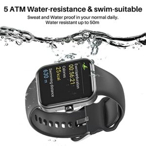 TOZO S2 44mm Smart Watch Alexa Built-in Fitness Tracker with Heart Rate and Blood Oxygen Monitor,Sleep Monitor 5ATM Waterproof HD Touchscreen for Men Women Compatible with iPhone&Android Black