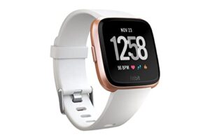 fitbit versa smart watch, red aluminium, one size (s & l bands included) (rose gold) (renewed)