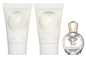 versace eros pour femme 3 pieces travel kit – eau de parfum, shower gel & body lotion, pink , 3 count