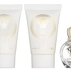 Versace Eros Pour Femme 3 Pieces Travel Kit - Eau De Parfum, Shower Gel & Body Lotion, PINK , 3 Count