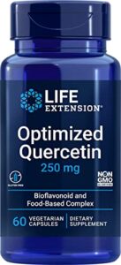 life extension optimized quercetin 250 mg – for heart, blood pressure & vascular health – non-gmo, gluten free – with vitamin c and camu-camu extract – 60 vegetarian capsules