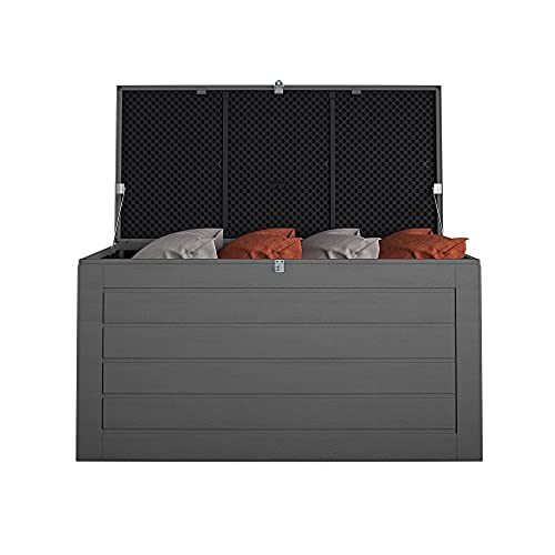 Cosco Outdoor Patio Deck Storage Box, Extra Large, 180 Gallons, Black and Charcoal