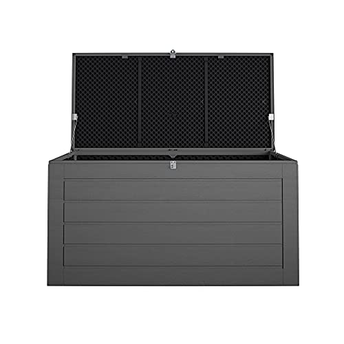 Cosco Outdoor Patio Deck Storage Box, Extra Large, 180 Gallons, Black and Charcoal